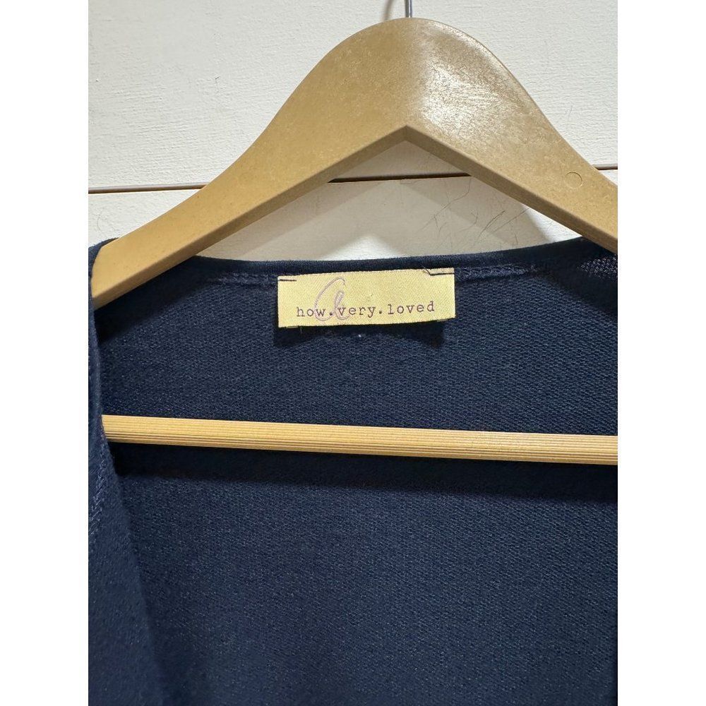 How Very Loved Navy Blue Open Front Cardigan Medium - Picture 2 of 4